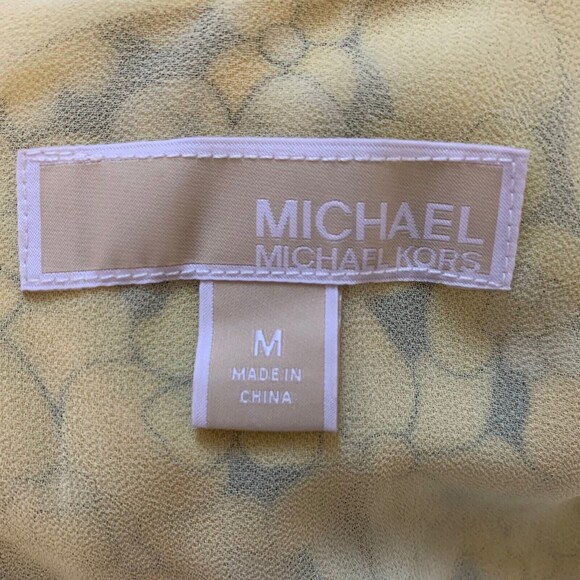 Michael Kors Strap Layered Ruffle Sundress Women M Yellow Floral Chiffon Lined - Picture 10 of 10